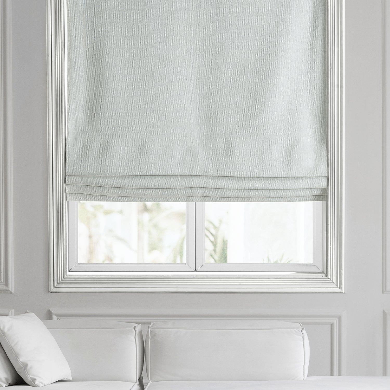 Textured Faux Linen Roman Window Shade - Light Filtering Oyster Color for Living Room & Bedroom - Elegant Home Decor & Privacy Solution