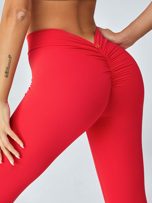 ZASUWA Women's High Waisted Scrunch Butt Lifting Leggings - Deep V Back Yoga Pants for Workout, Gym & Lounge Wear