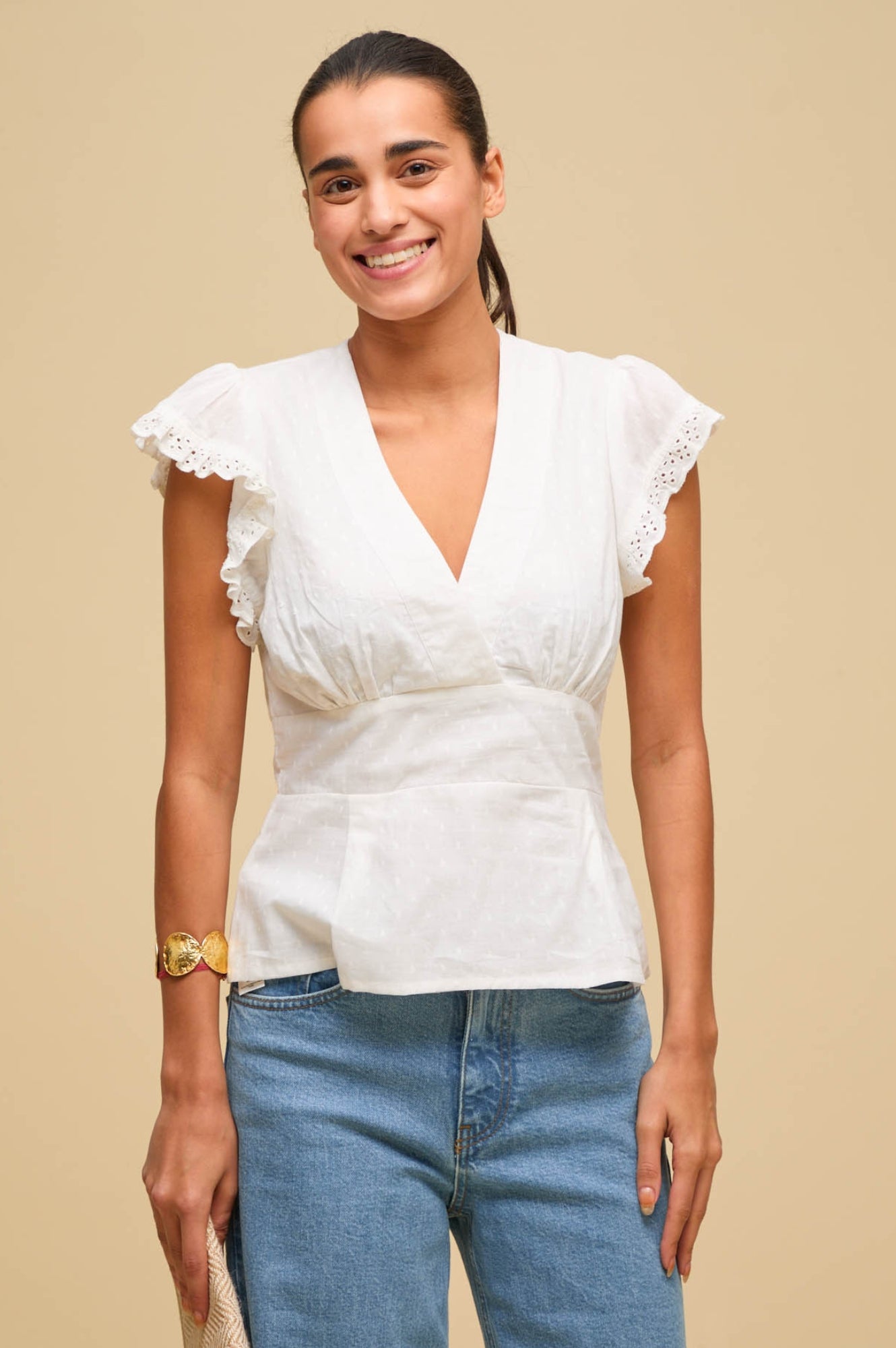 Pippa Top Women's White Blouse - Elegant Casual Shirt for Work, Date Night & Everyday Wear