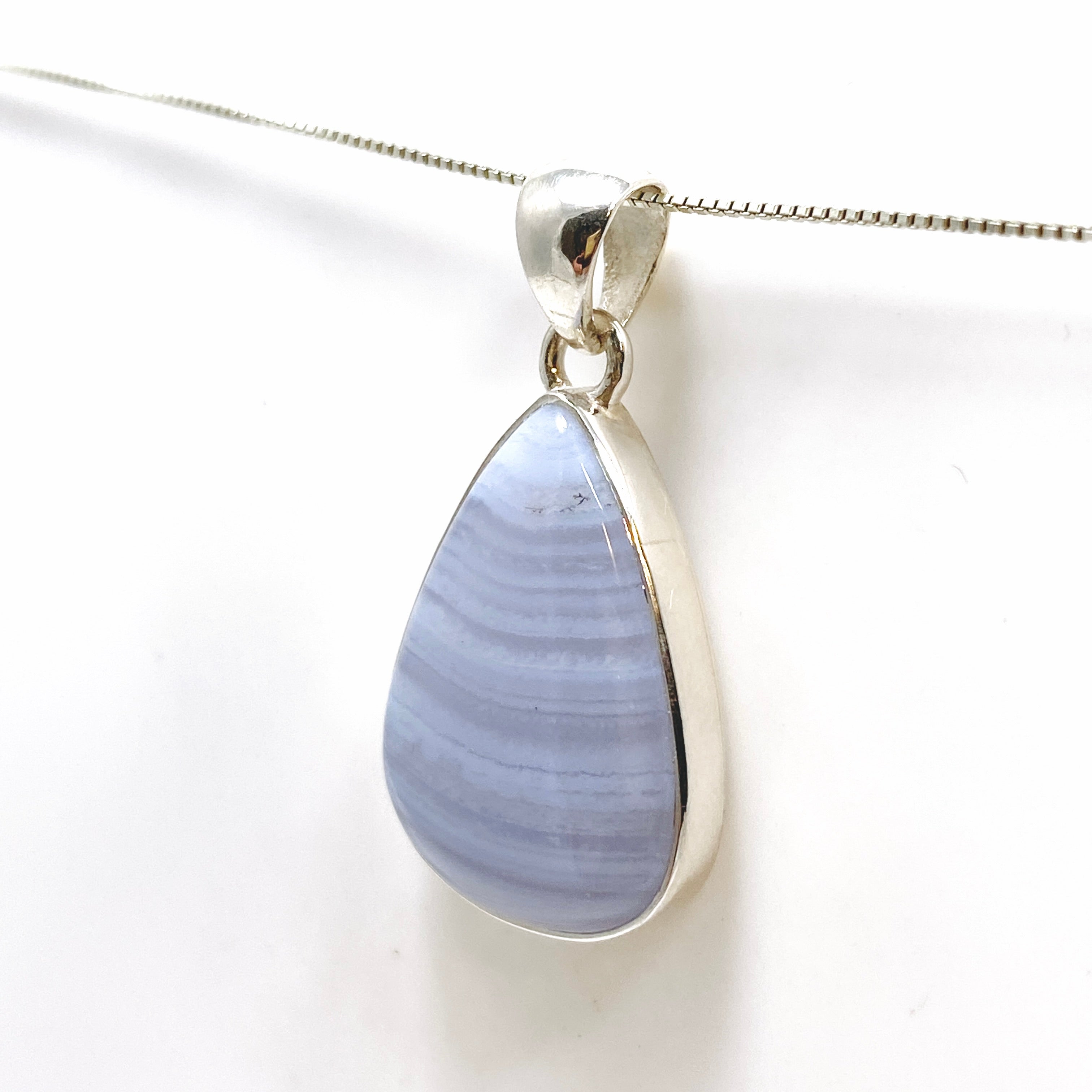Blue Lace Agate Teardrop Cabochon Pendant - Natural Stone Jewelry for Women - Perfect for Necklace Making, DIY Crafts & Gift Giving