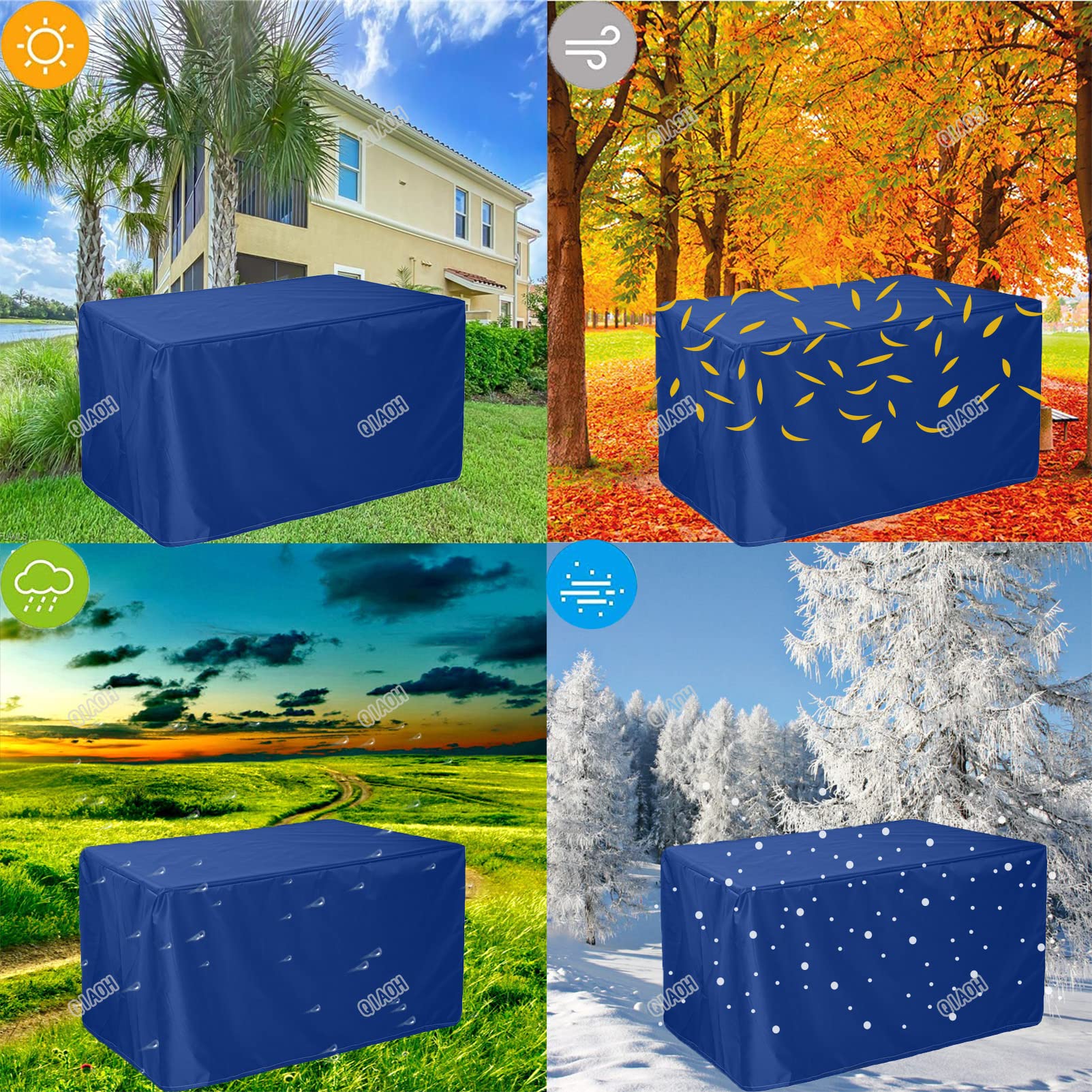 Waterproof 51x51x27in Cube Garden Furniture Covers - Heavy Duty Tear Resistant Oxford Fabric for Outdoor Patio Tables - Windproof Rattan Furniture Protection - Perfect for Patio, Deck, and Backyard Use