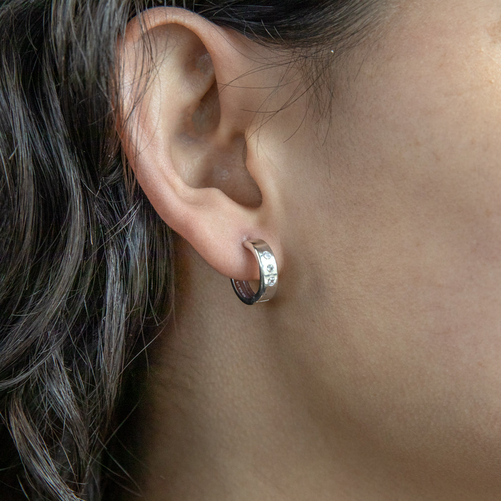 9ct Silver Filled White Gold Cubic Zirconia 10mm Hoop Earrings for Women - Elegant Everyday Jewelry for Work, Party & Special Occasions