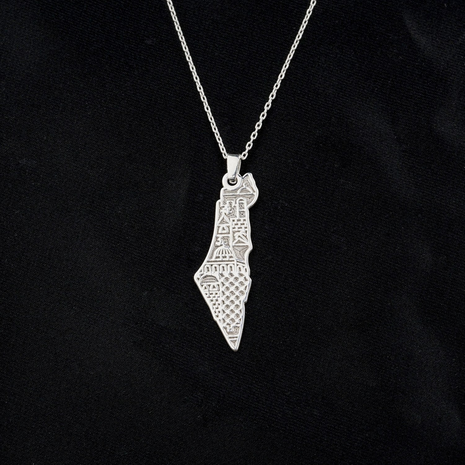 Palestine Necklace - Masjid Al Aqsa Detailed 18K Gold Plated Silver Pendant for Women | Islamic Jewelry, Muslim Gift, Eid Present, Religious Keepsake