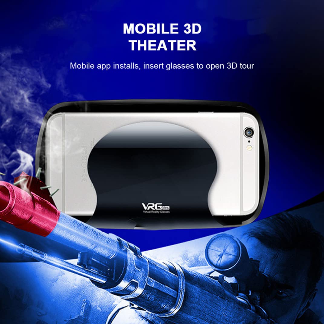 Lunes 3D VR Headset - Full Screen Virtual Reality Glasses for Smartphones 5-7 Inches | Immersive Movie Watching & Gaming Experience | Compatible with iPhone & Android Devices