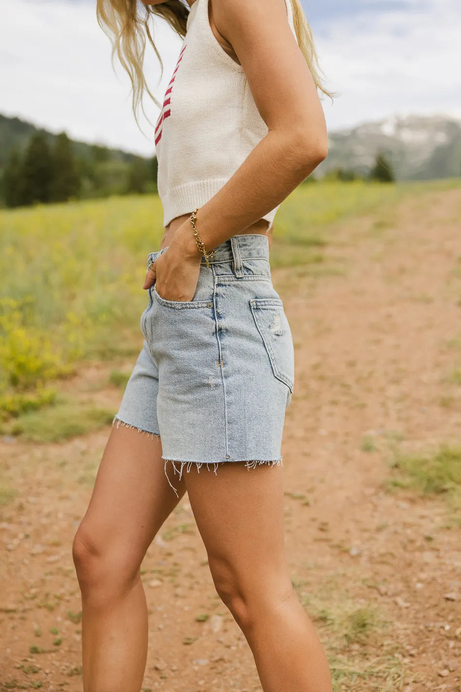 Kambria High Rise Denim Shorts for Women - Trendy Distressed Denim Shorts with Stretch Comfort - Perfect for Summer, Beach, and Casual Outings