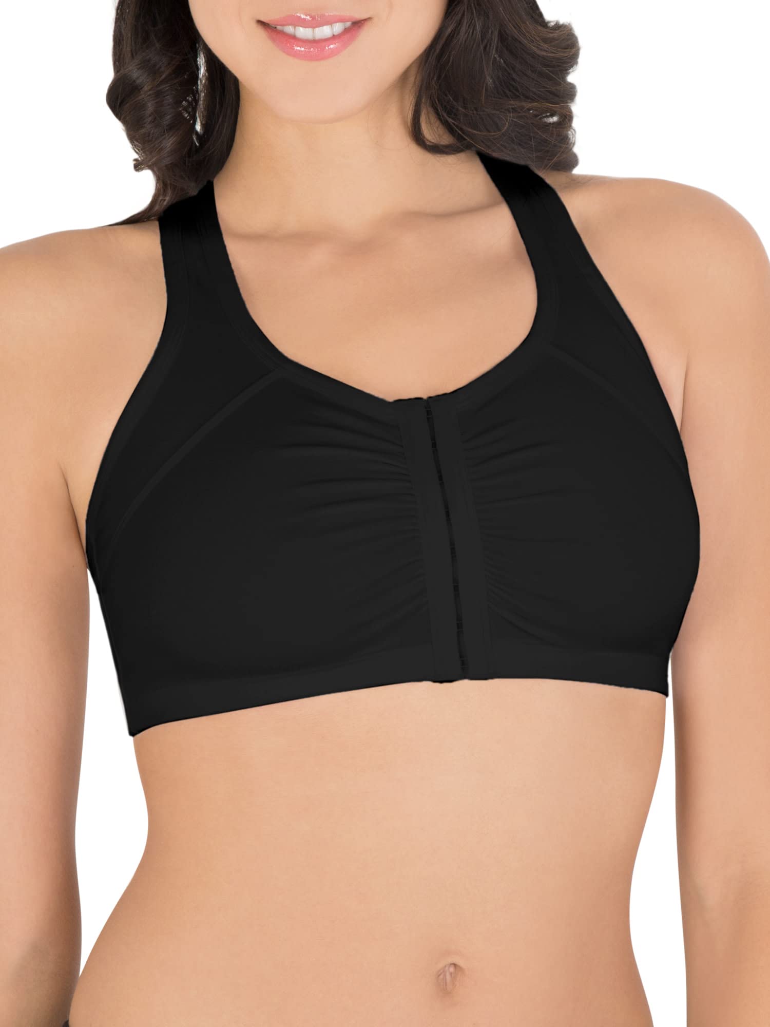 Fruit of the Loom Women's Front Closure Built-Up Sports Bra - Comfortable Support for Yoga, Gym & Active Lifestyle