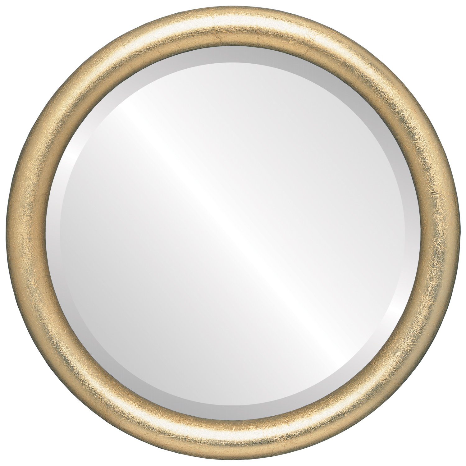 Ovalcrest 26x26 Inch Round Wooden Beveled Wall Mirror with Gold Leaf Frame - Elegant Home Decor for Bathroom, Vanity, Bedroom, Living Room & Hallway - Perfect for Makeup, Dressing & Interior Design