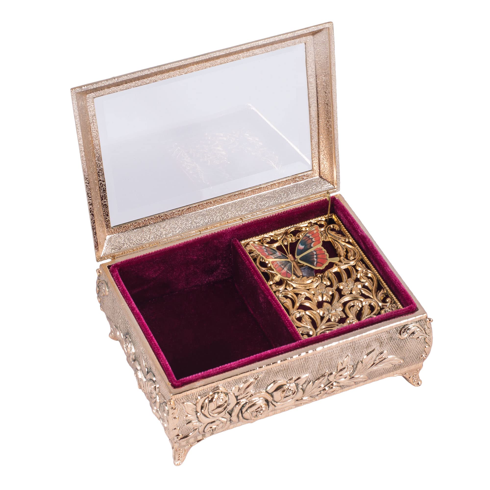 Elegant Gold Animated Butterfly Music Jewelry Box with Moving Wings - Plays Vivaldi's Spring - Perfect Gift for Birthdays, Anniversaries & Home Decor
