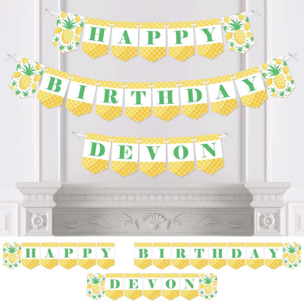 Personalized Tropical Pineapple Birthday Banner - Custom Name Party Decorations for Happy Birthday Celebrations | Perfect for Beach Themed Parties, Luau Events & Summer Birthday Decor