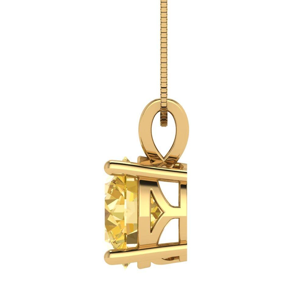 3.0ct Yellow Simulated Diamond Pendant Necklace - 18K Gold Chain for Gifts & Parties