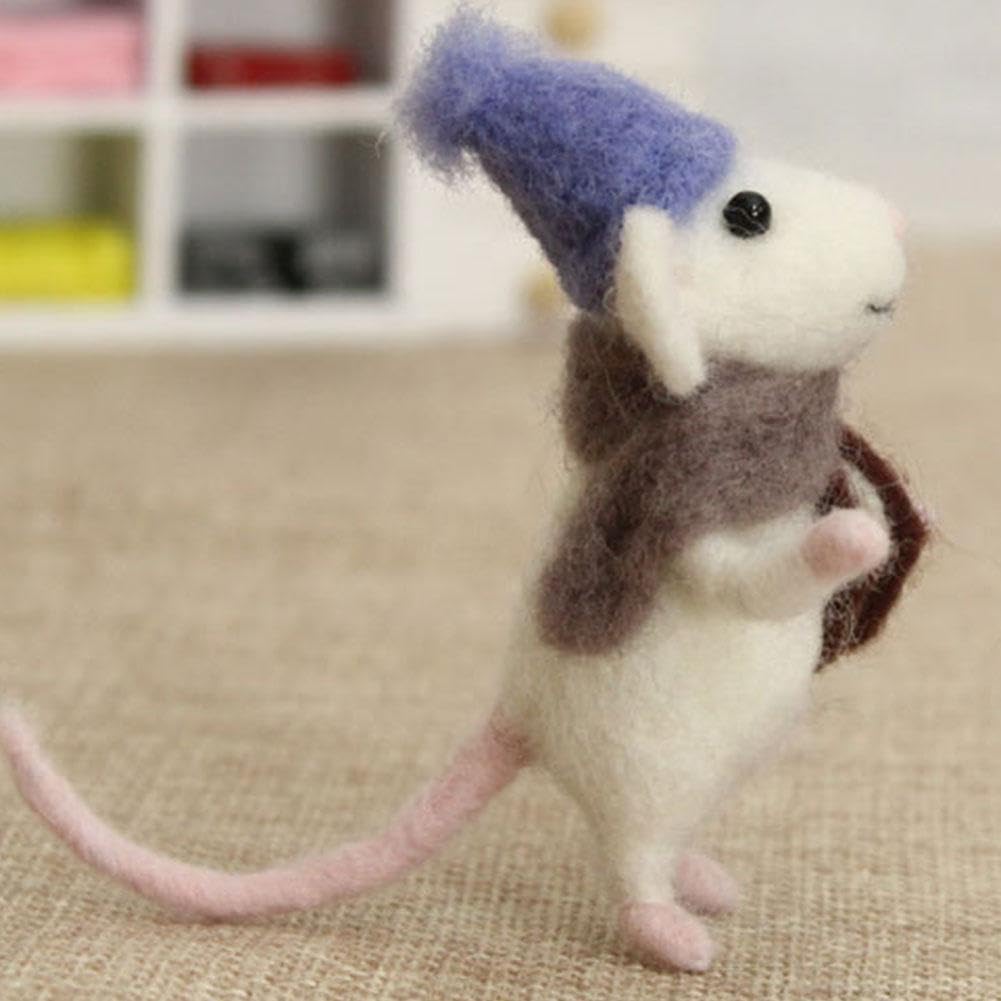 DIY Needle Felting Kit for Beginners - Unfinished Felted Mouse Christmas Decorations, Handmade Wool Felt Mouse Craft for Holiday Desktop Decor | Perfect for Christmas Gifts, Home Decor & Craft Lovers