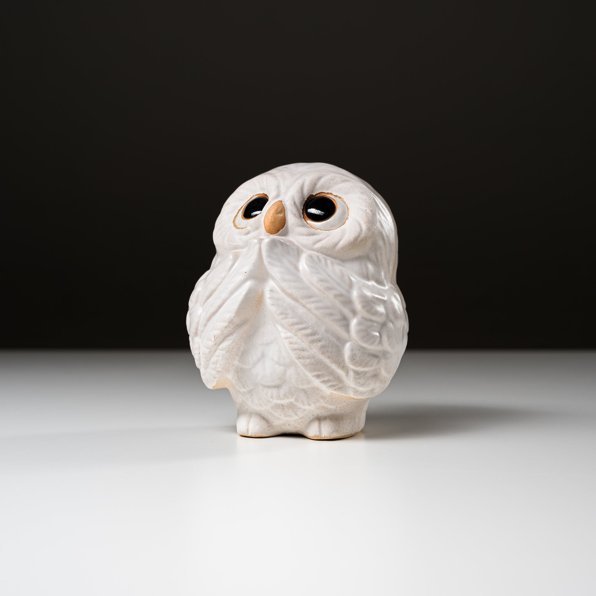 Shigaraki Ware Lucky Owl Ornament - 12cm Charming White Japanese Ceramic Figurine for Home Decor, Office Feng Shui & Gift Giving