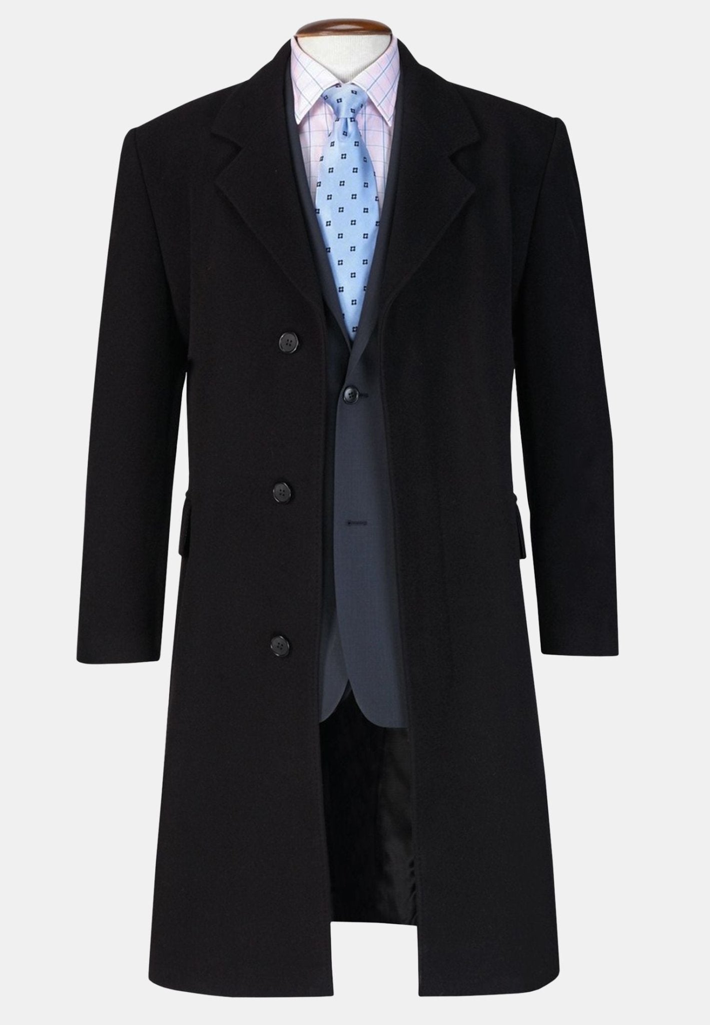 BROOK TAVERNER Men's Wool Cashmere Blend Overcoat - Premium Winter Coat for Business & Formal Occasions - Black Regular Fit - Warm & Stylish Outerwear for Office, Events & Cold Weather