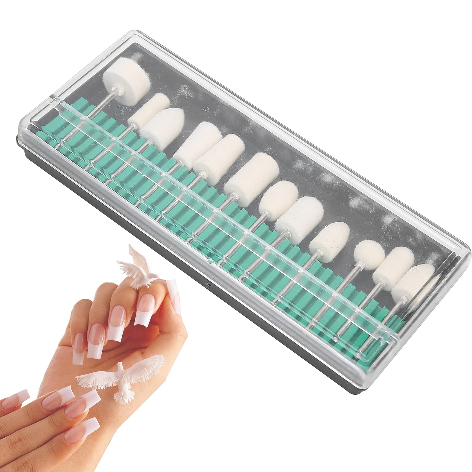 12PCS Wool Felt Nail Drill Bit Set - Professional Nail Grinding & Polishing Heads for Manicure & Pedicure | Portable Nail Drill Accessories Kit for Home & Salon Use | Perfect for Nail Art, Acrylics & Gel Extensions