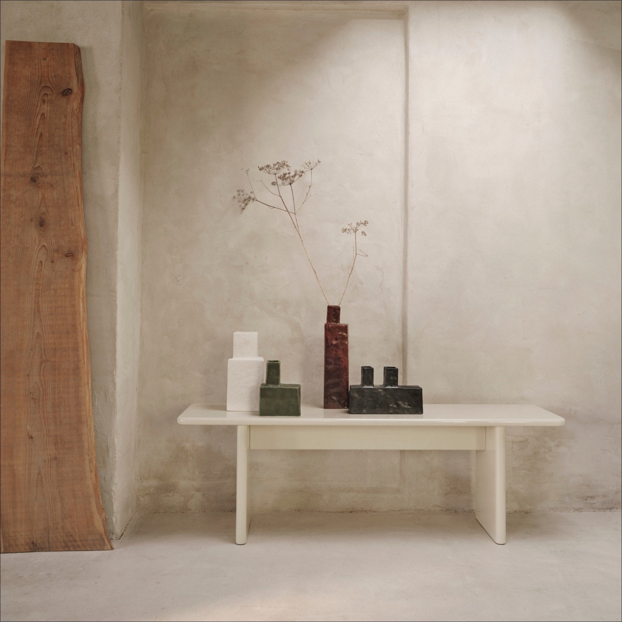 FERM LIVING Rink Bench - Modern Wooden Entryway Bench with Storage, Eggshell White (2 Sizes) - Perfect for Hallway, Bedroom, or Living Room Organization