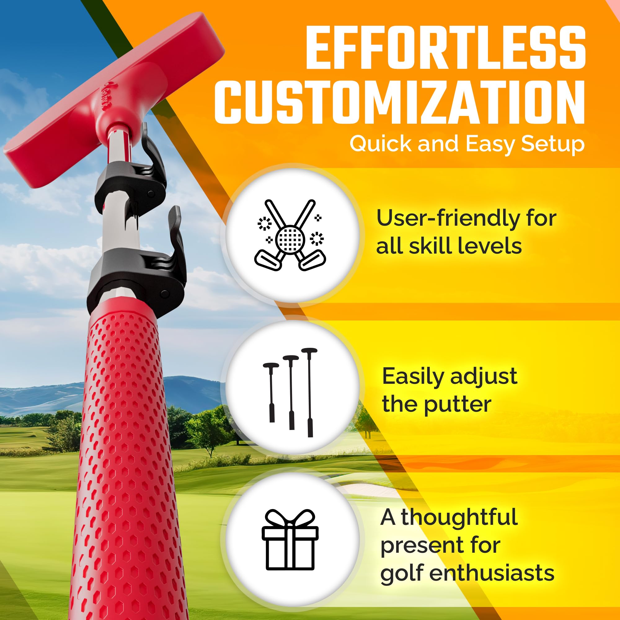 Adjustable Kids Golf Putter - Extendable Shaft for Junior Mini Golf (Right & Left Hand) | Perfect for Backyard Practice, Indoor Putting & Family Fun