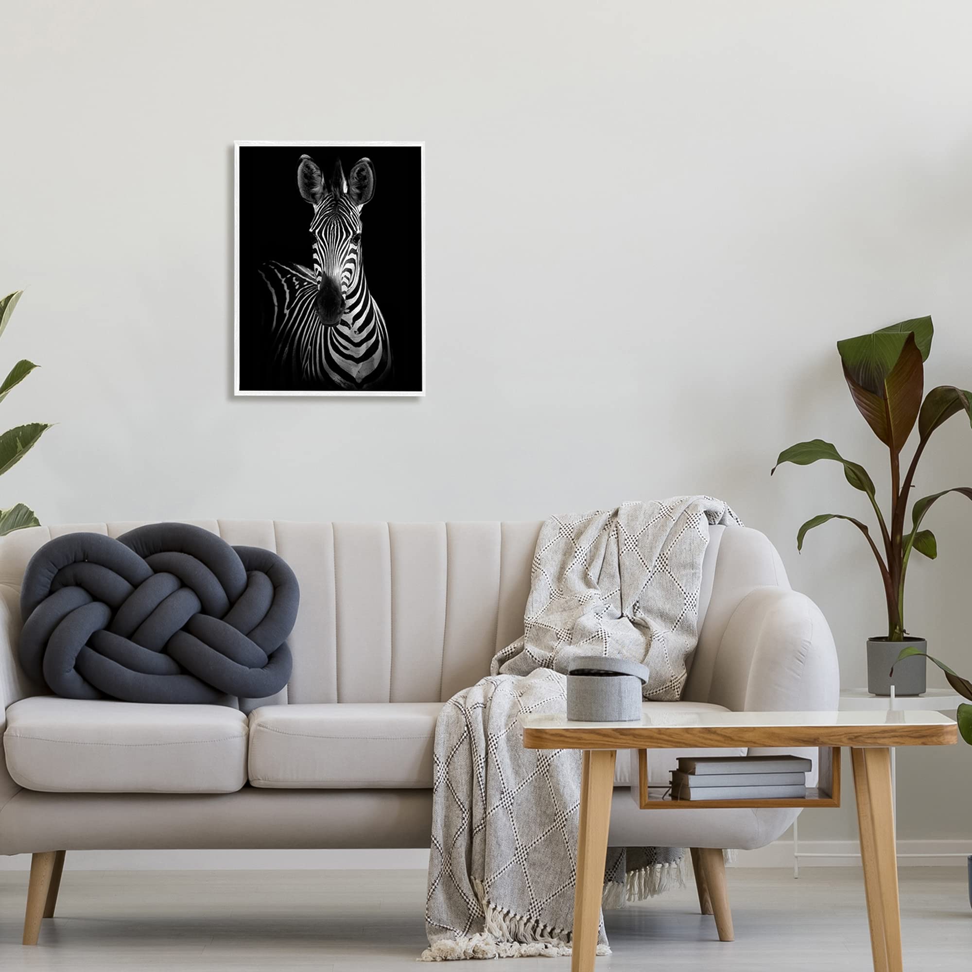 Striking Black and White Zebra Portrait Photography Wall Art - Premium Canvas Print by Stupell Industries | Modern Home Decor for Living Room, Bedroom & Office