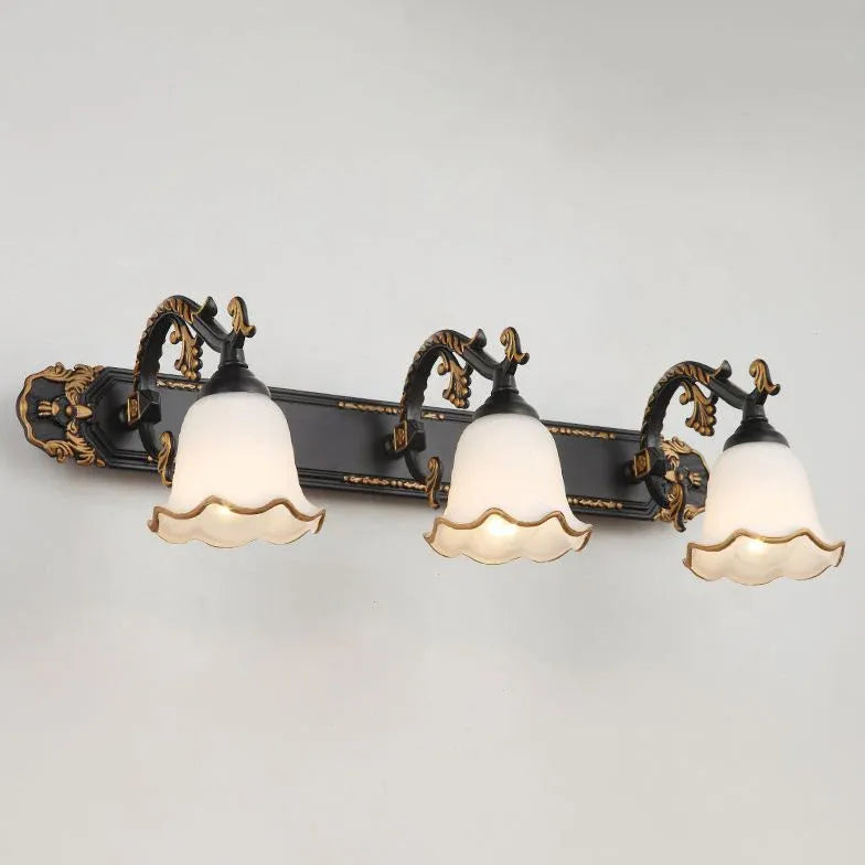 French Carving Glass Bathroom Wall Lights - Elegant Vanity Sconce for Modern Bathroom Decor | Perfect for Powder Room, Spa, and Master Bath Lighting