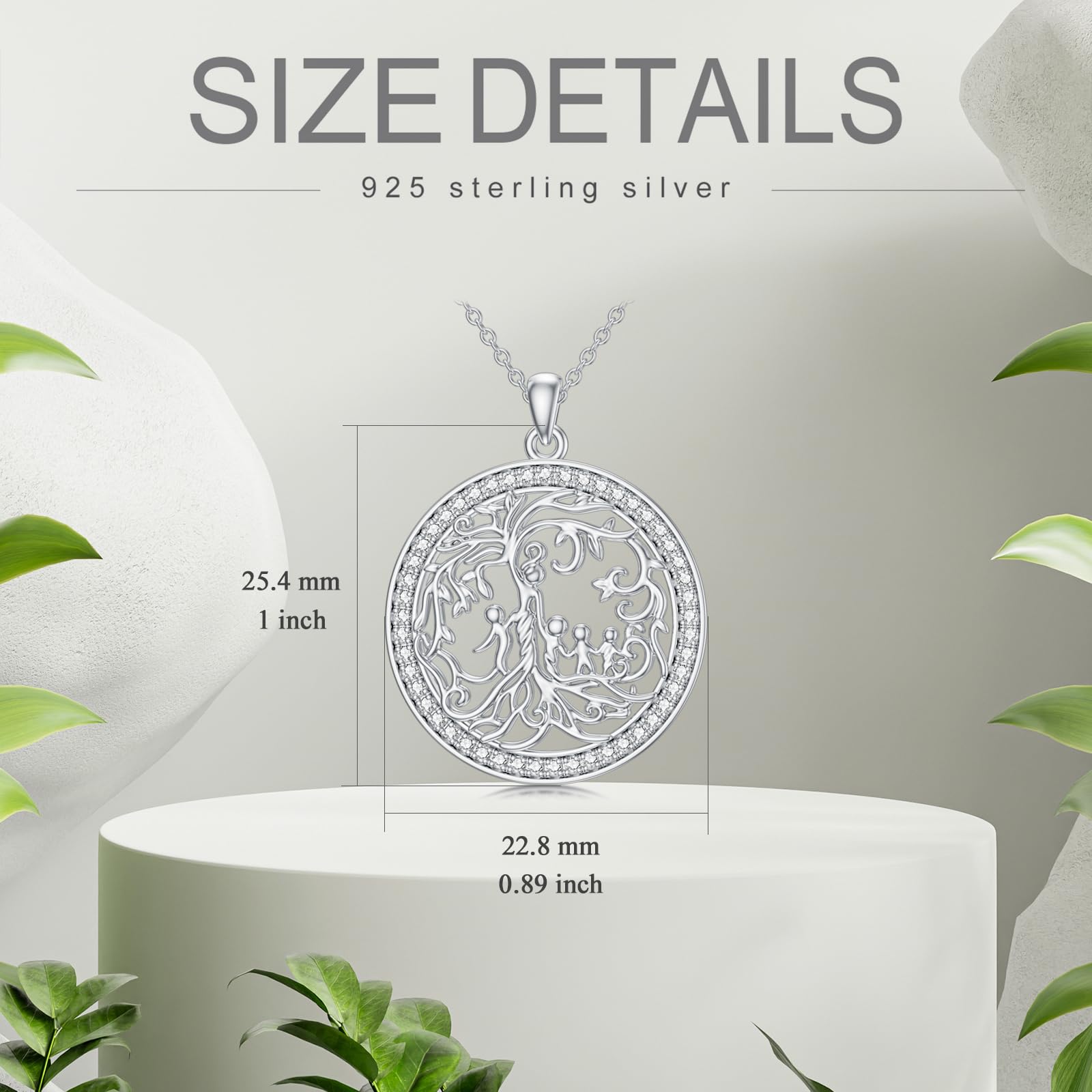 TOUPOP 925 Sterling Silver Family Tree Necklace - Mother Daughter Son Jewelry Gift for Mom, Grandma, Women - Birthday, Mother's Day, Christmas Present - Perfect for Family Reunions, Special Occasions & Everyday Wear