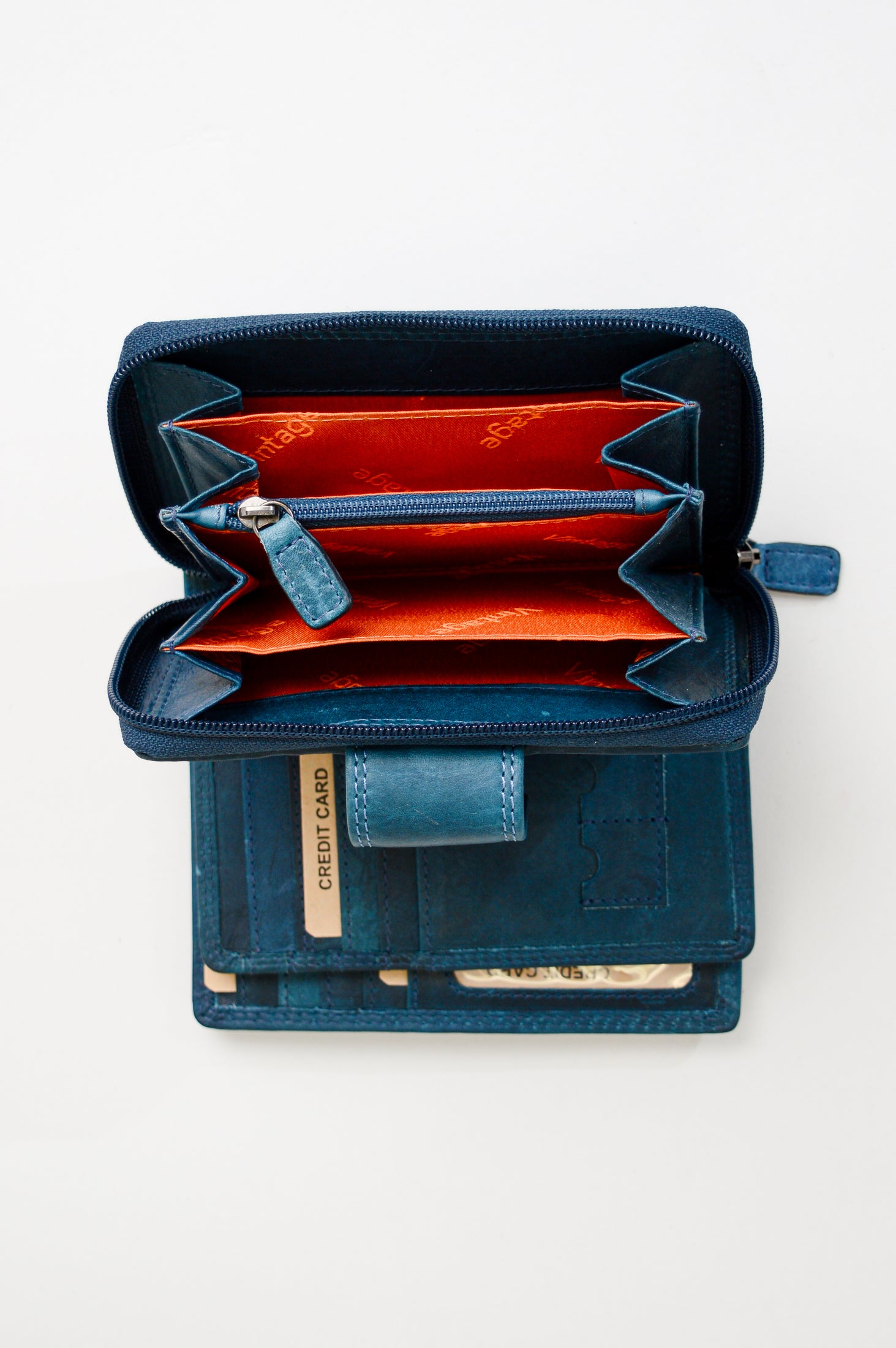 Adrian Klis 5103 Genuine Leather Women's Wallet - Blue | Slim Bifold Wallet for Everyday Use, Gift for Her, Fashion Accessory