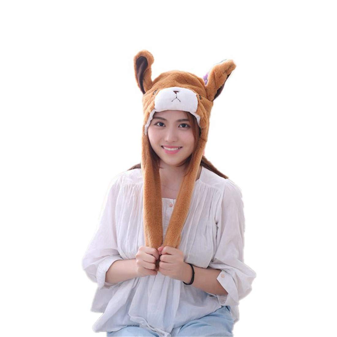 Ear Moving Jumping Hat - Cute Plush Animal Winter Headwear for Women | Warm & Stylish Beanie for Outdoor Activities & Cosplay