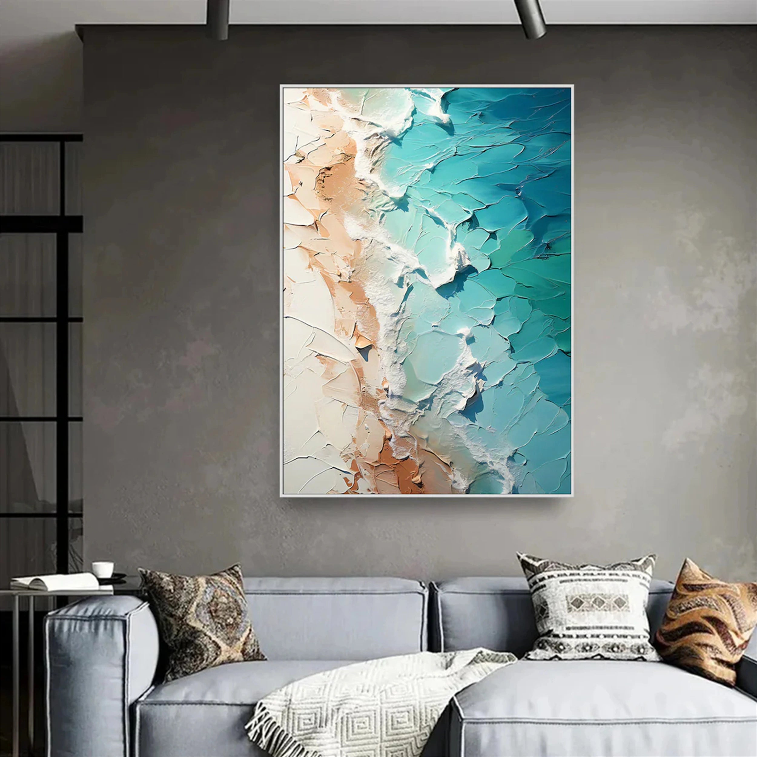 Ocean and Sky Painting #OS 062 - Handmade Wall Art for Home Decor, Office & Living Room - Stunning Seascape Canvas Artwork
