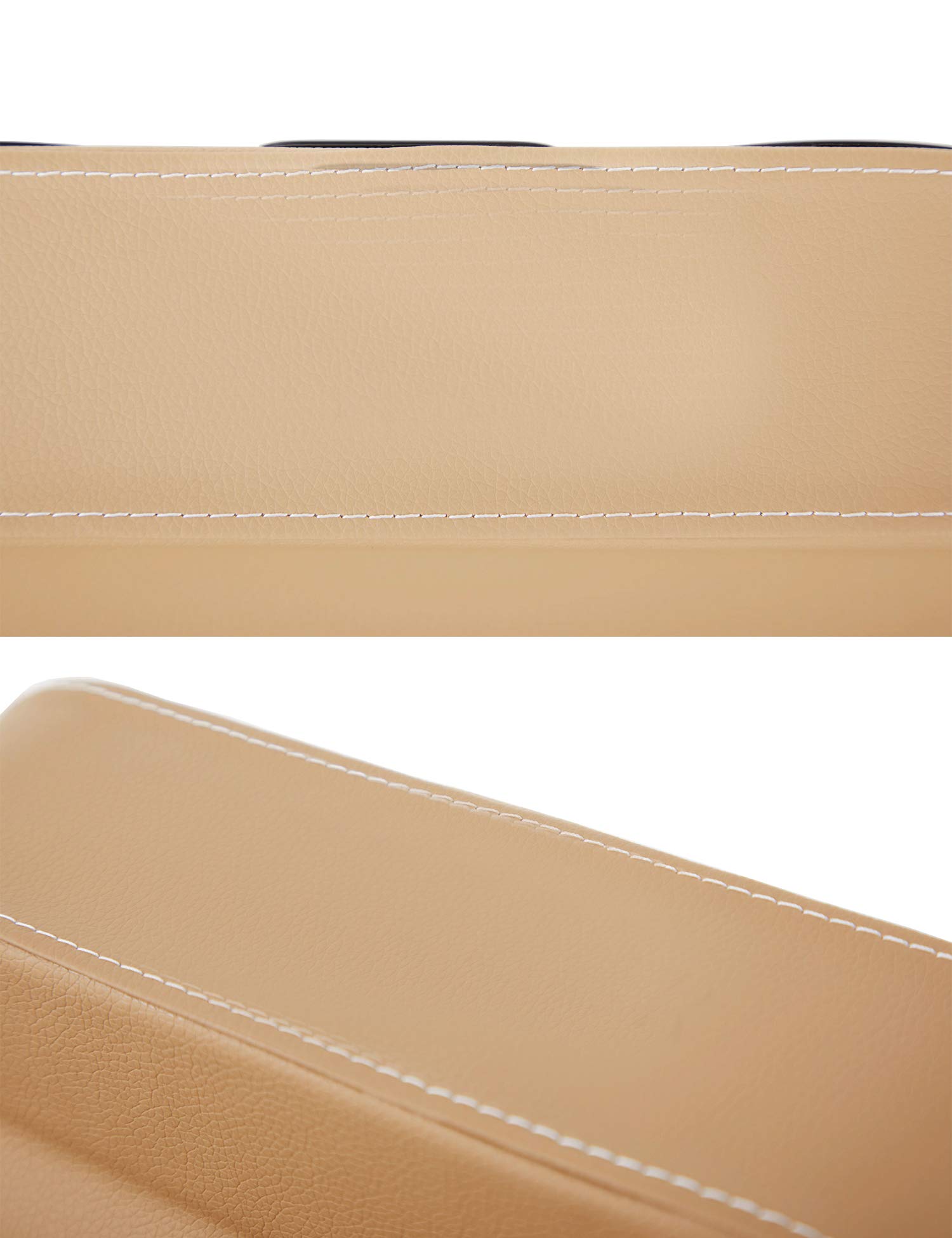 Premium PU Leather Car Cup Holder Organizer - Seat Gap Filler with Phone & Drink Storage | Universal Fit for SUV, Truck & Sedan | Perfect for Road Trips, Commuting & Family Travel (Beige)