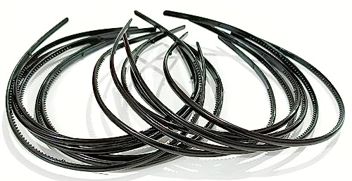 Kendrick Women's Fashion Plastic Matte Elastic Hair Bands - Wavy Hair Comb Headband (Plain Black, 4 Pack) for Everyday Wear, Work & Special Occasions