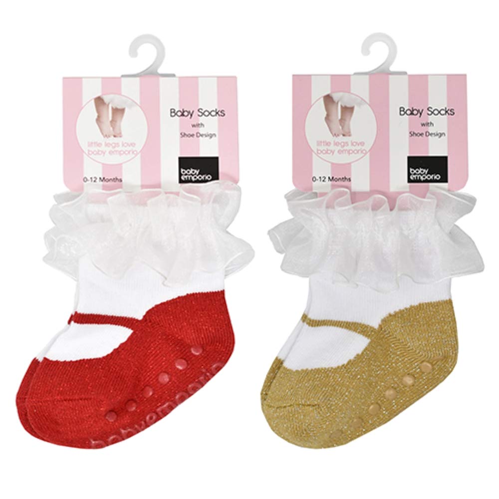 Baby Mary Jane Socks with Anti-Slip Soles - Cotton for Toddler Girls - Playtime & Nursery