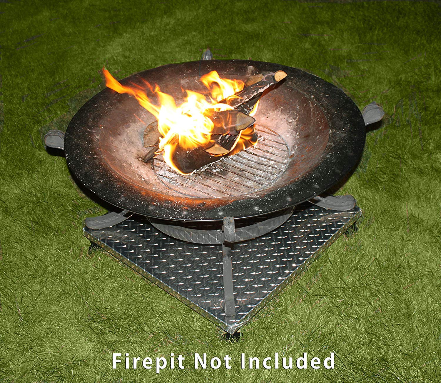 Deck Defender & Grass Guard - Fire Pit Base & Heat Shield - Polished Metal Fireproof Pad for Under Fire Pit - Heat Resistant Protector for Deck, Grass, Patio - Protect Surfaces from Heat Damage - Perfect for Backyard, Camping & Outdoor Gatherings