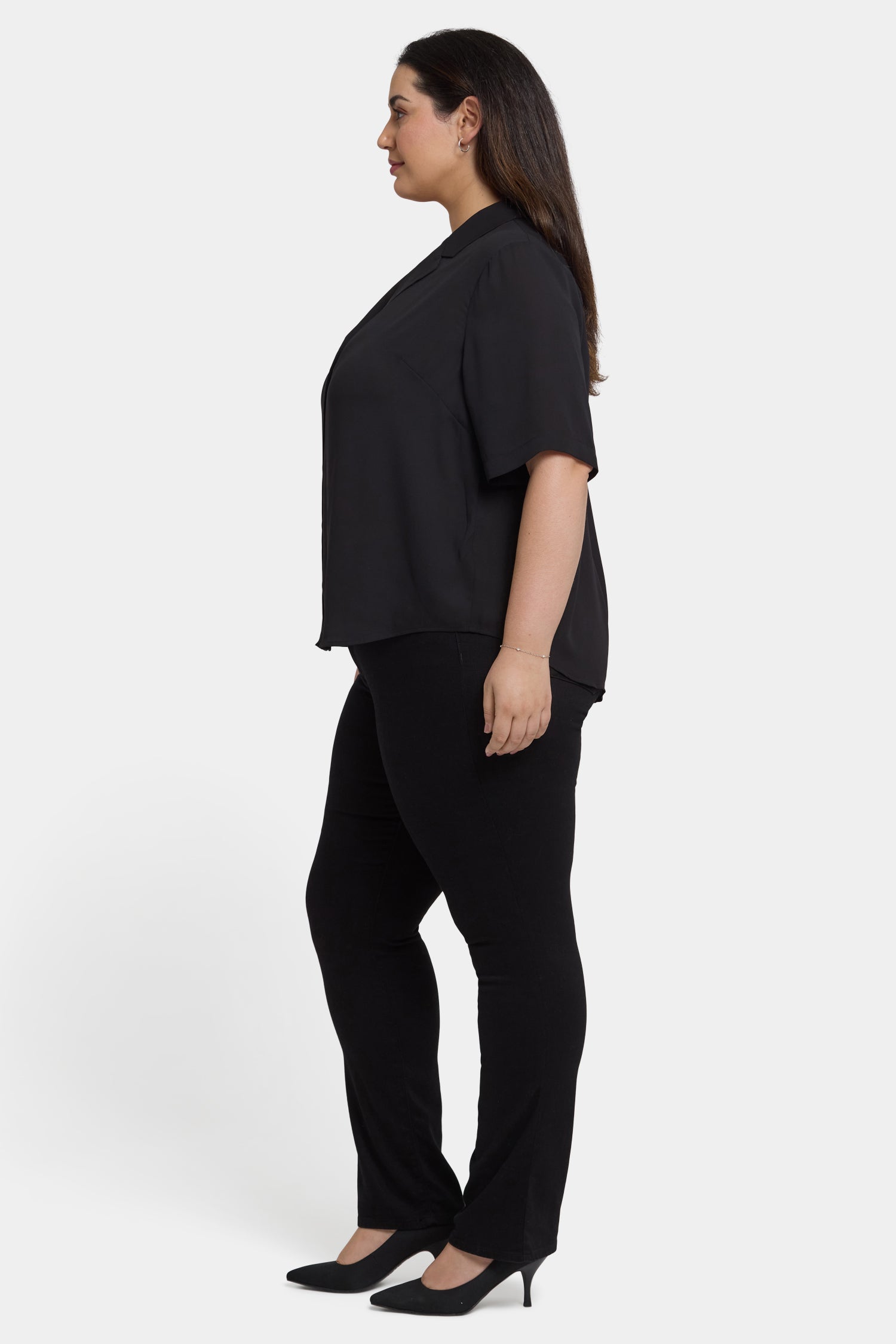 Gabrielle Plus Size Short Sleeve Blouse for Women - Elegant Black Top for Office, Party & Casual Wear
