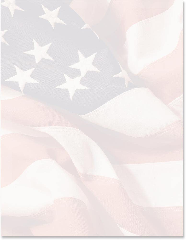 Patriotic American Flag Stationery Paper - 25 Sheets 8.5x11 Premium Letterhead with Decorative Border for Office, School & Home Decor | Elegant Writing Paper for Letters, Invitations & Printer Use
