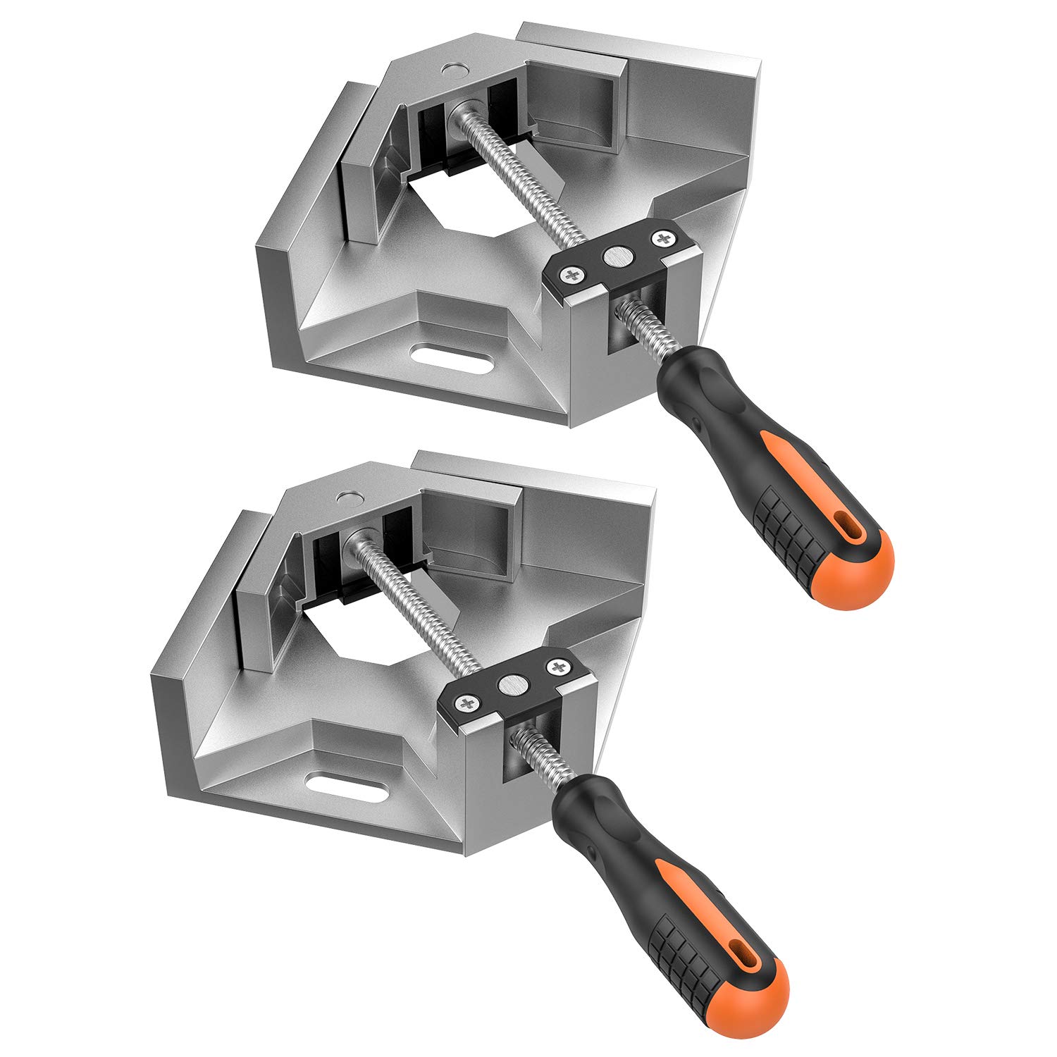 Housolution 2-Pack 90° Right Angle Clamp - Aluminum Alloy Woodworking Corner Clamp with Adjustable Swing Jaw for Photo Frames, Cabinets & DIY Projects - Silver Gray (Perfect for Woodworking, Carpentry & Home Improvement)