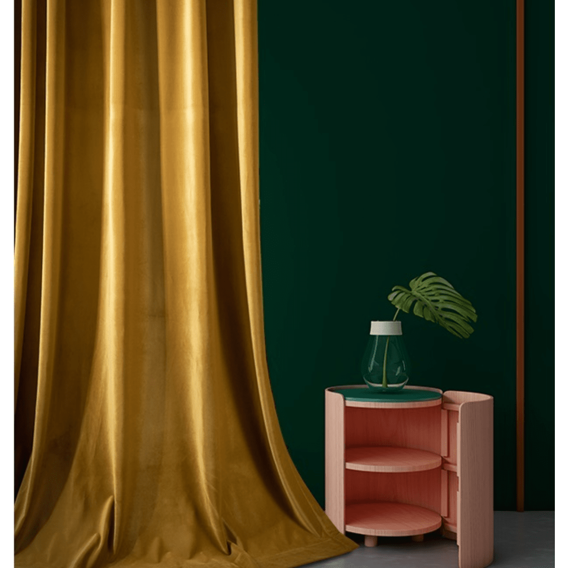 Luxury Plain Velvet Curtains in Turmeric Yellow - Modern Elegant Window Drapes for Living Room, Bedroom & Home Decor