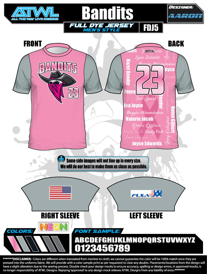 Bandits 11U Full Dye Baseball Jersey - Youth Team Uniform for Games & Tournaments - Perfect for Little League & Travel Ball