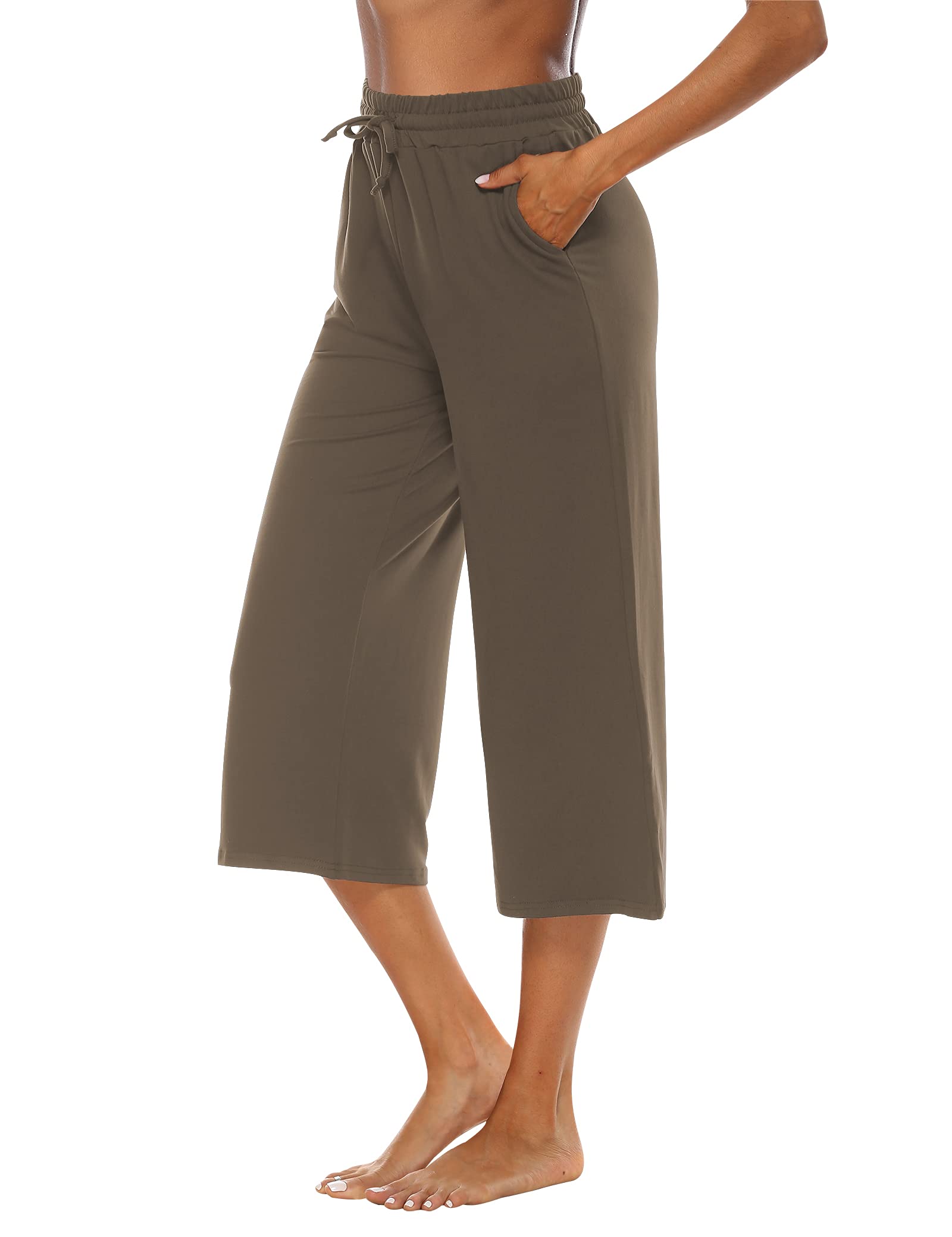 OYANUS Women's Casual Summer Capri Pants - Loose Fit Comfortable Wide Leg Drawstring Pants with Pockets | Perfect for Beach, Yoga, Travel & Everyday Wear