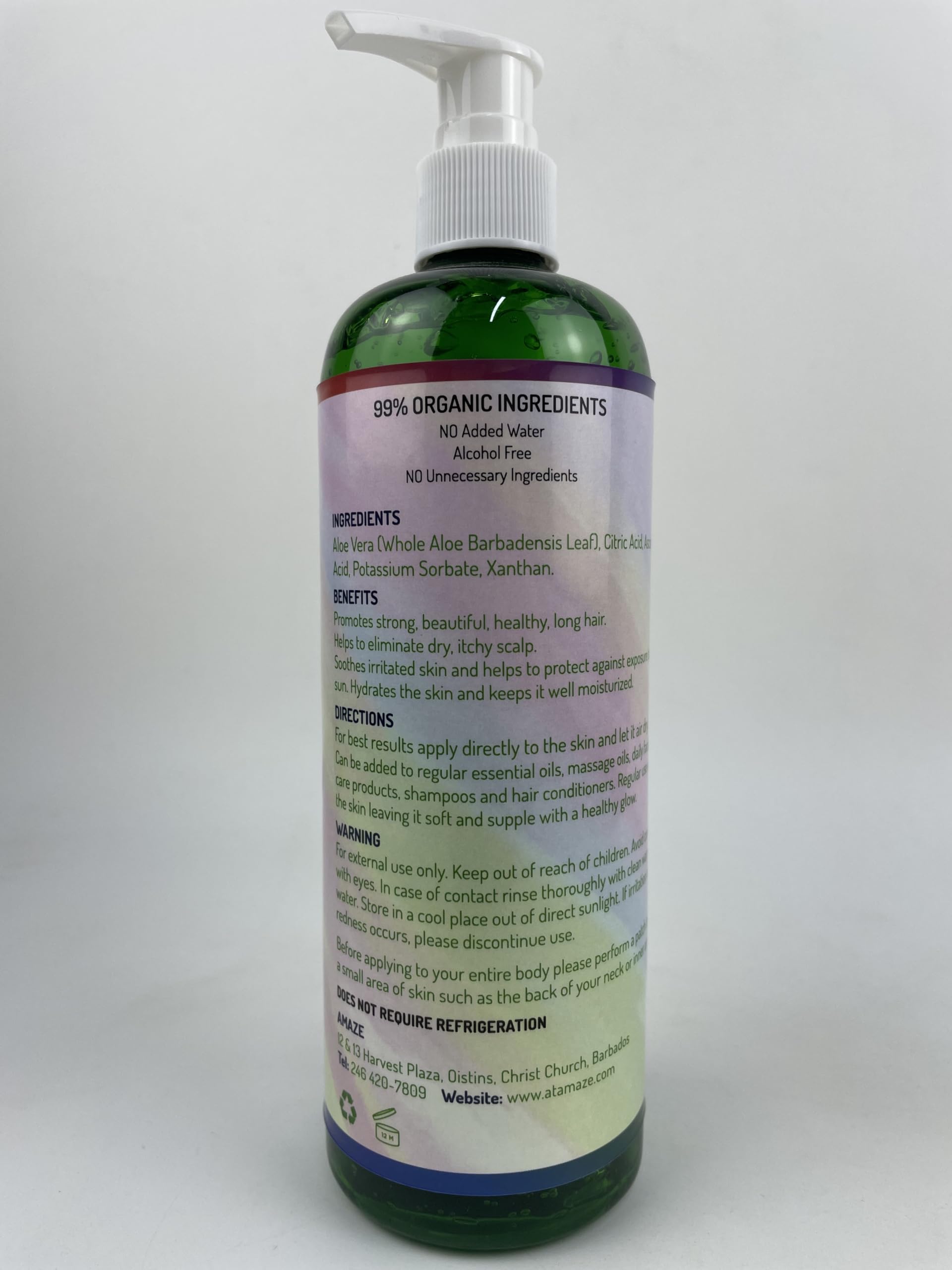 **Pure Aloe Vera Gel 16.7oz (500ml) – 100% Natural Hair & Skin Moisturizer – Soothing, Hydrating & Sun Protection – 5 Simple Ingredients – No Water Added – Perfect for Sunburn Relief, Dry Skin & Hair Care**