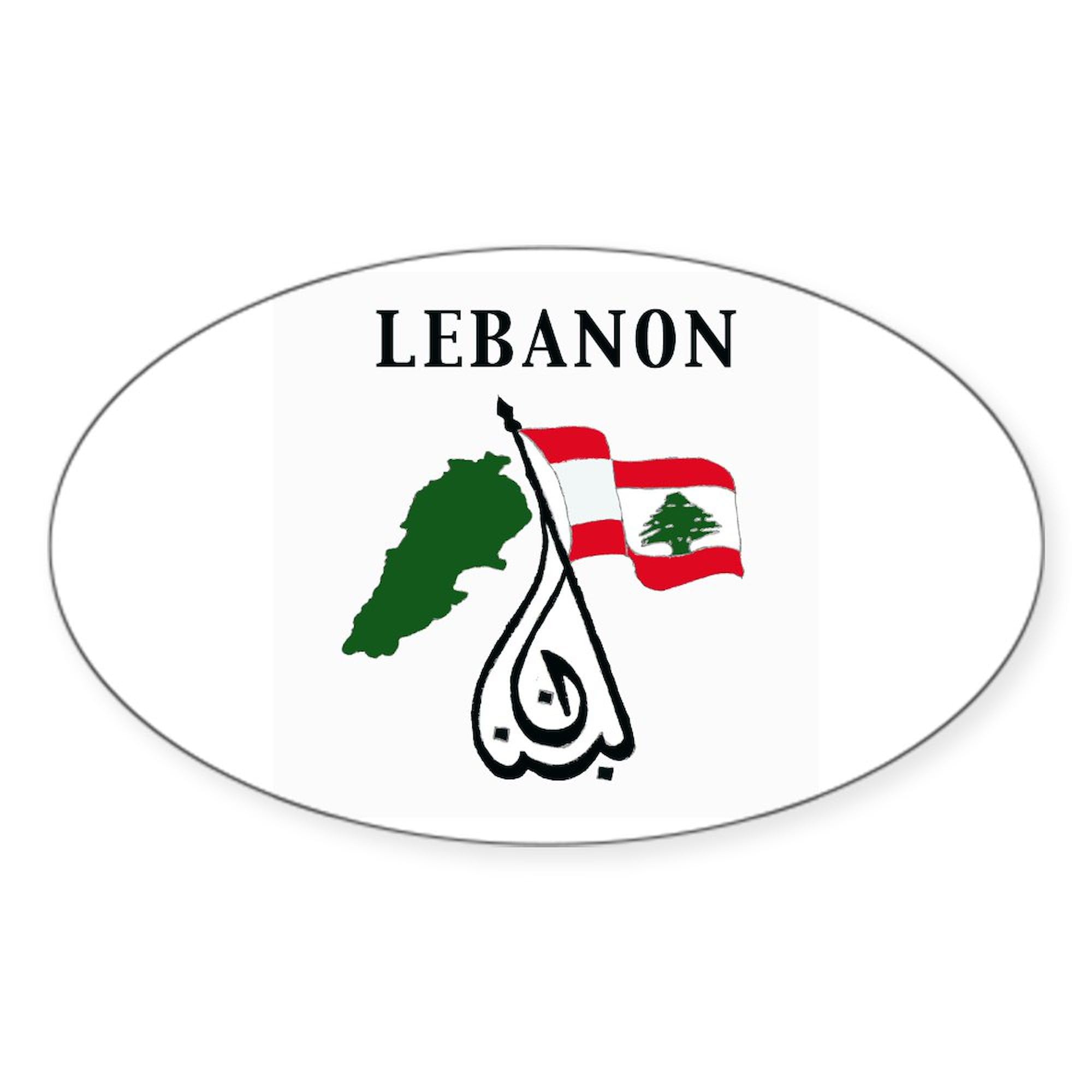 Lebanon Oval Car Bumper Sticker - Patriotic Decal for Vehicles & Laptops