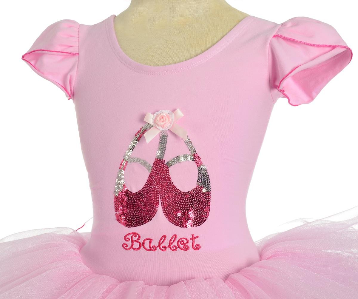 Sparkly Pink Ballet Tutu Dress with Sequined Ballerina Shoes for Toddler Girls - Fancy Dance Costume for Recitals, Performances & Special Occasions