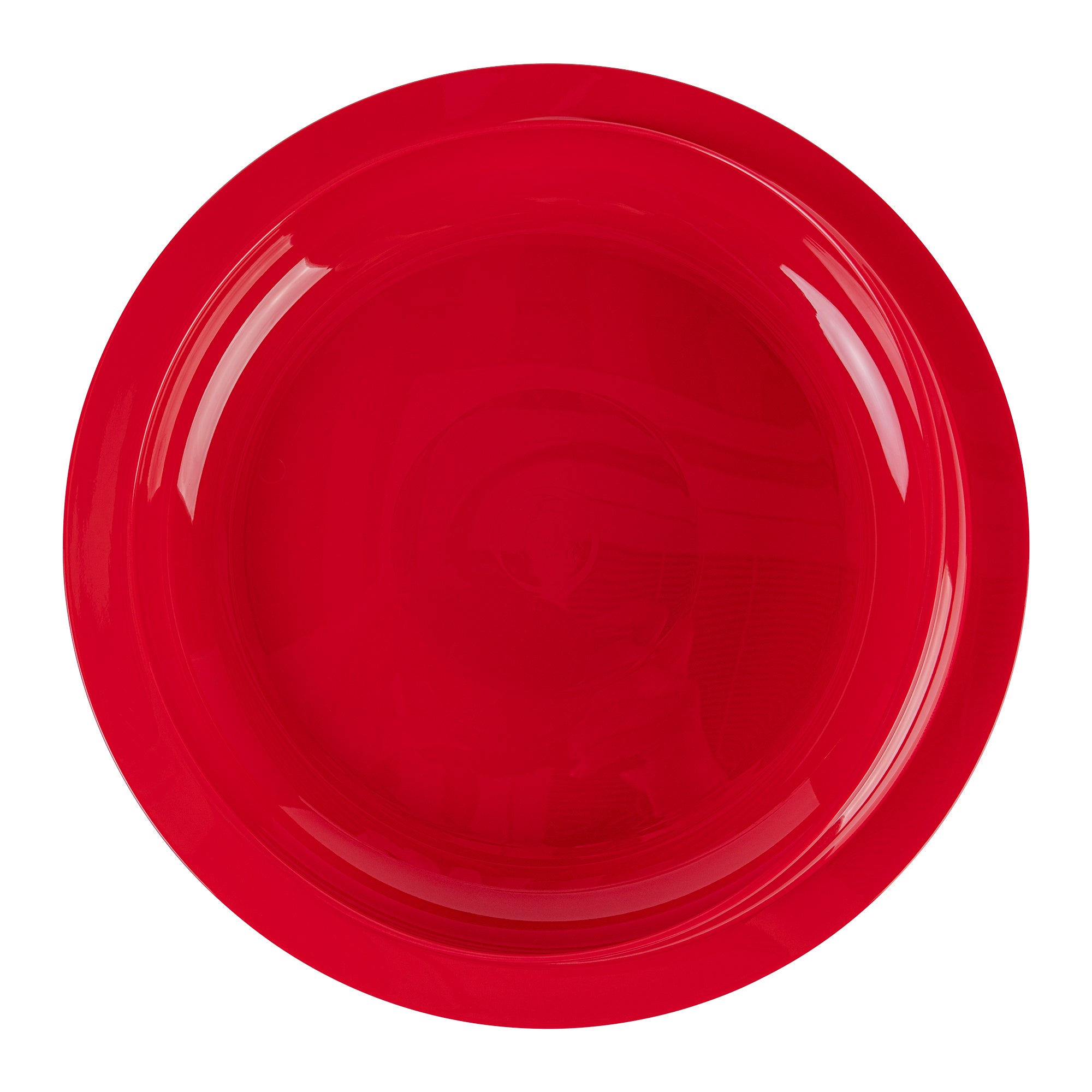 Adapt Tek Round Red Plastic Scoop Plate - Spillproof with Suction Base, 9 x 9 x 2.25 Inches, 1 Count - Perfect for Baby Feeding, Toddler Mealtime & Special Needs Dining