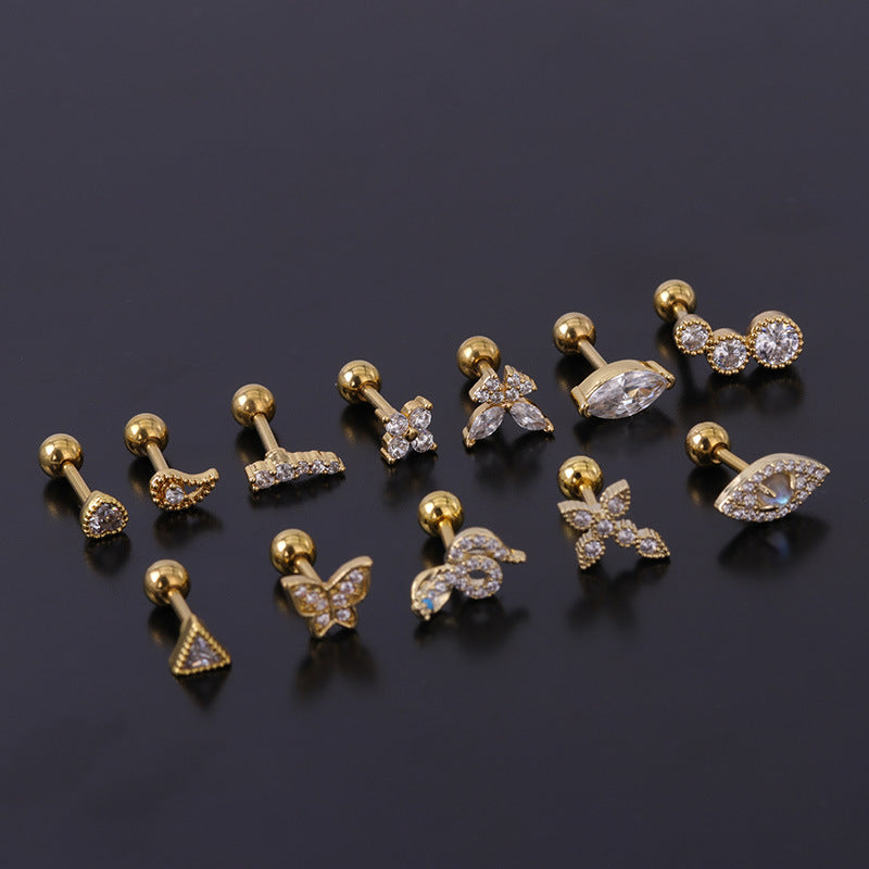 1.2mm Marquise Geometry Daith Stud Piercings - 316L Surgical Steel Body Jewelry for Cartilage & Ear Piercing | Perfect for Everyday Wear & Special Occasions