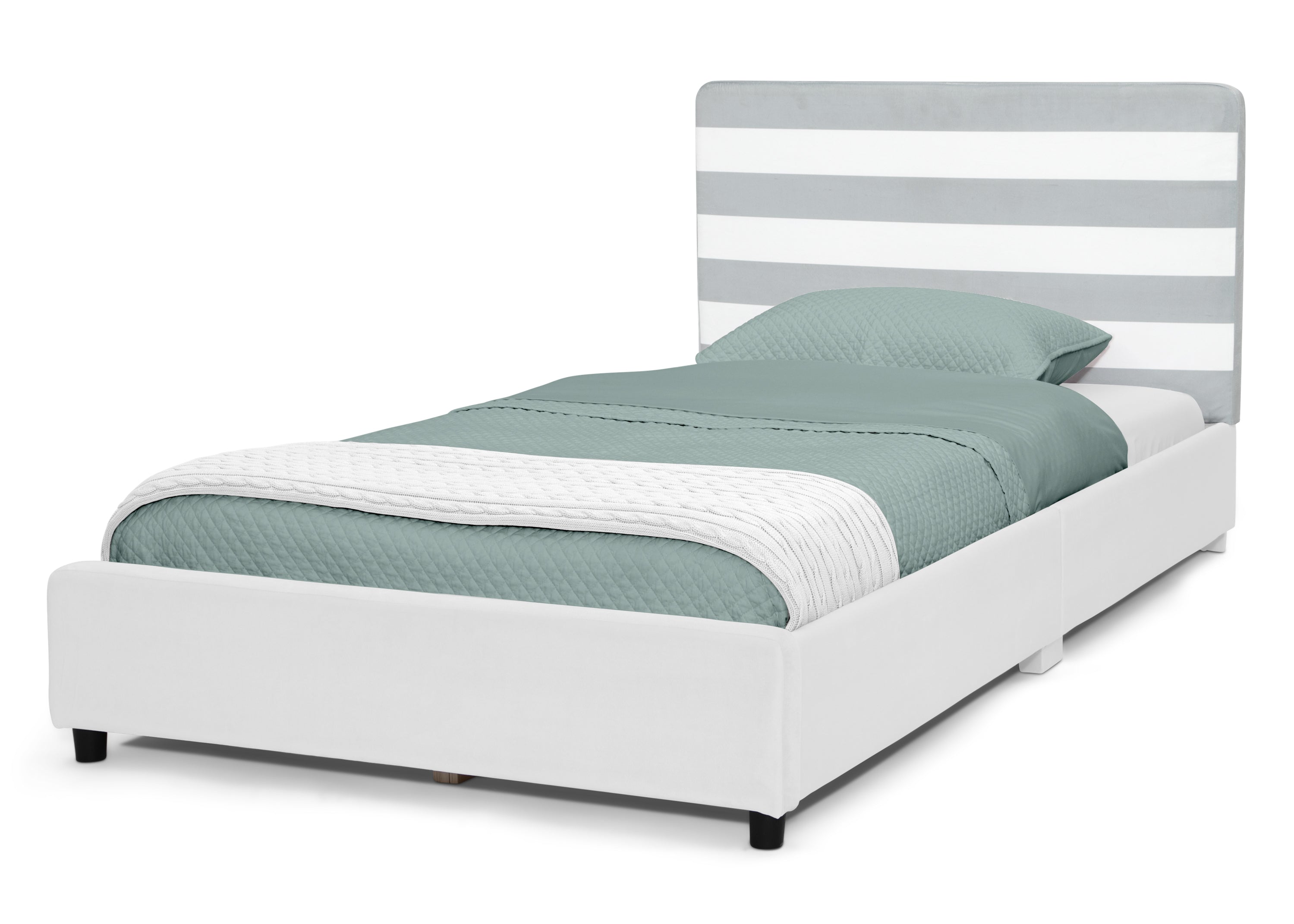 Upholstered Twin Bed with Headboard - Soft Fabric Bed Frame for Kids & Teens - Perfect for Bedrooms, Dorms & Guest Rooms