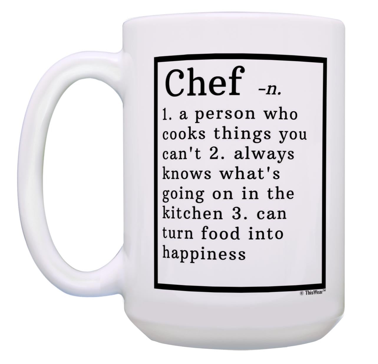 15 oz White Coffee Mug Tea Cup - Chef Dictionary Definition Gift for Women & Men - Perfect for Kitchen, Office, or Holiday Gifts