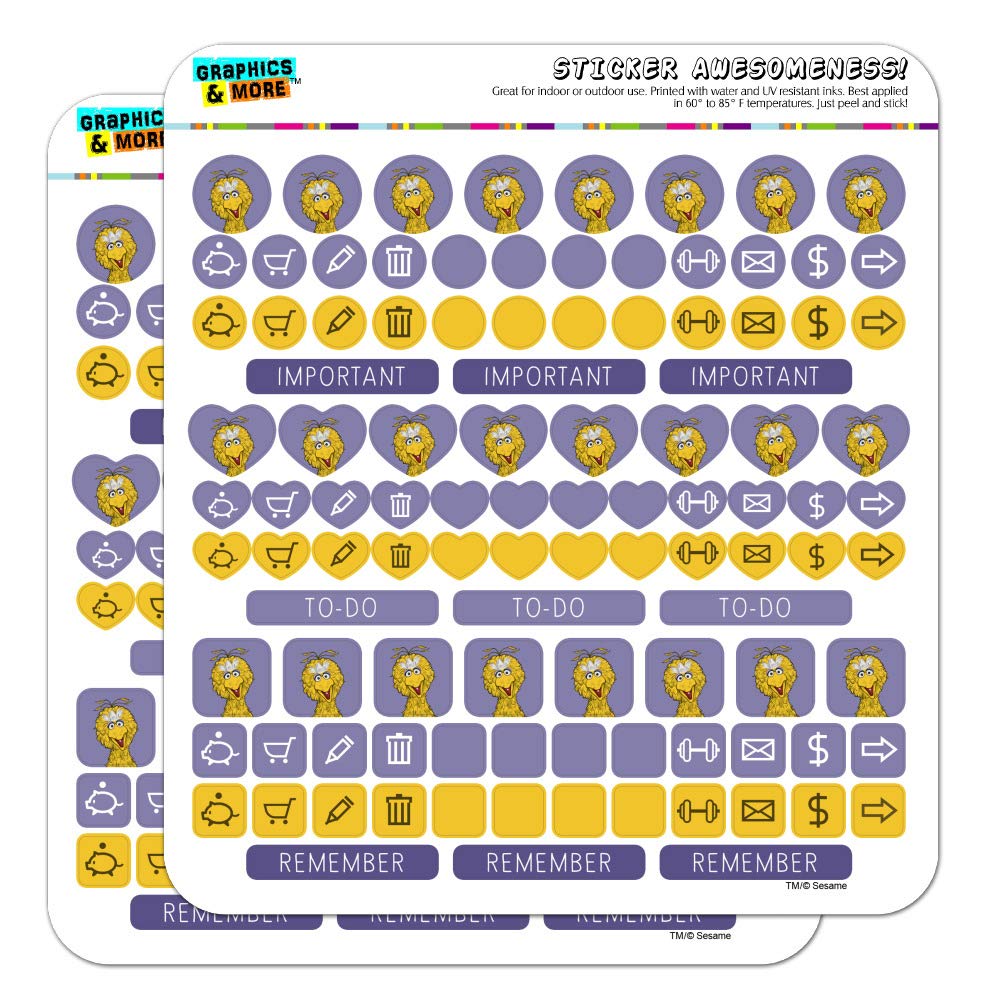 Vintage Sesame Street Big Bird Planner Stickers - Scrapbooking, Journaling, DIY Craft Supplies for Calendars, Planners & Bullet Journals - Perfect for School, Office & Home Organization