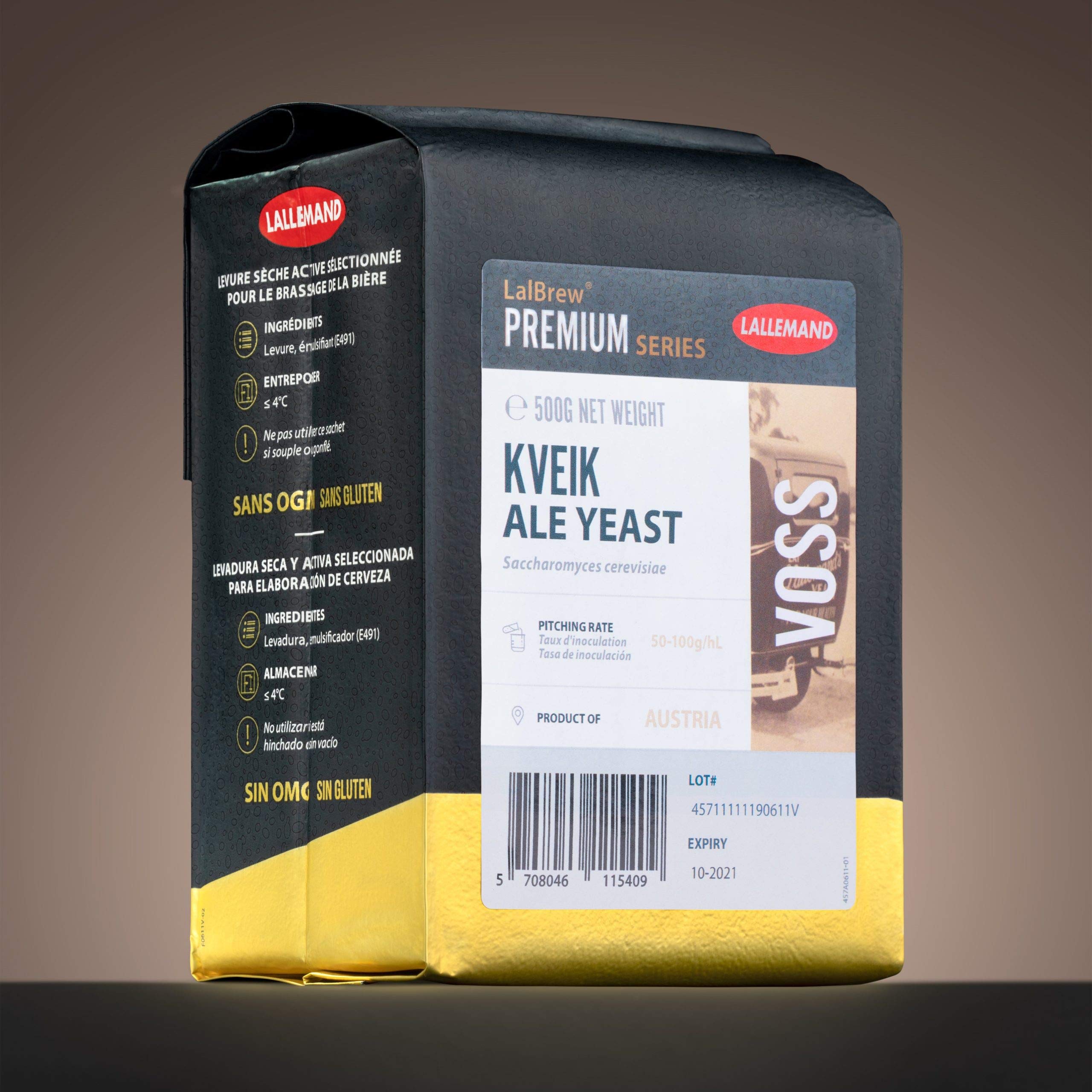 LalBrew VOSS Kveik Ale Yeast (500g) - Premium Norwegian Beer Brewing Yeast for Homebrewers & Craft Breweries - Perfect for IPA, Pale Ale & Farmhouse Ales