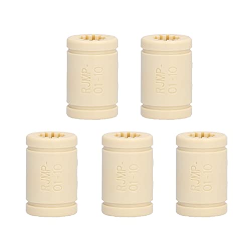 FTVOGUE 5Pcs M10UU Plastic Linear Bearings for 3D Printers - Solid Shaft Guide Bushings, 3D Printer Parts & Accessories - Perfect for DIY Repairs, CNC Machines, and Robotics Projects