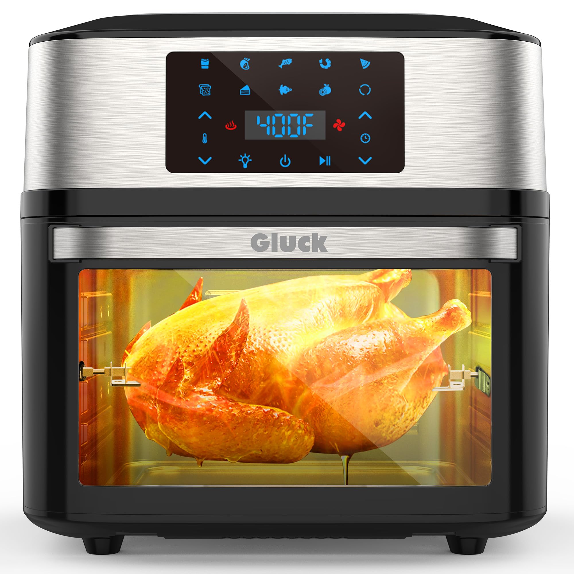 20 QT Large Air Fryer Oven with Viewing Window - 10-in-1 Air Fryer Toaster Combo with Rotisserie Racks & Cookbook - ETL Certified for Family Cooking, Meal Prep & Healthy Eating