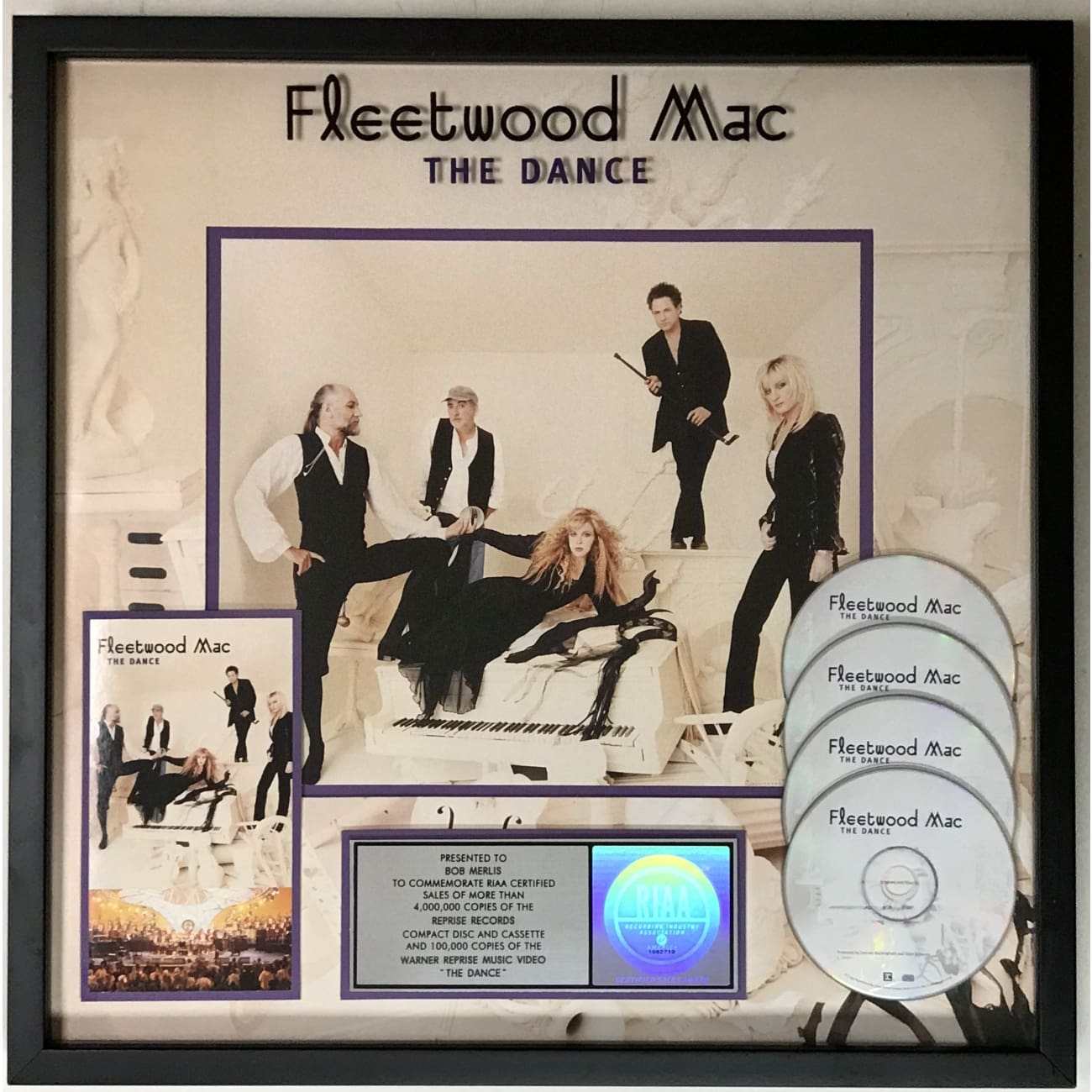 Fleetwood Mac The Dance RIAA 4x Platinum Album Award - Certified Music Collectible for Fans & Display - Perfect for Home Decor, Music Room, or Office Showcase