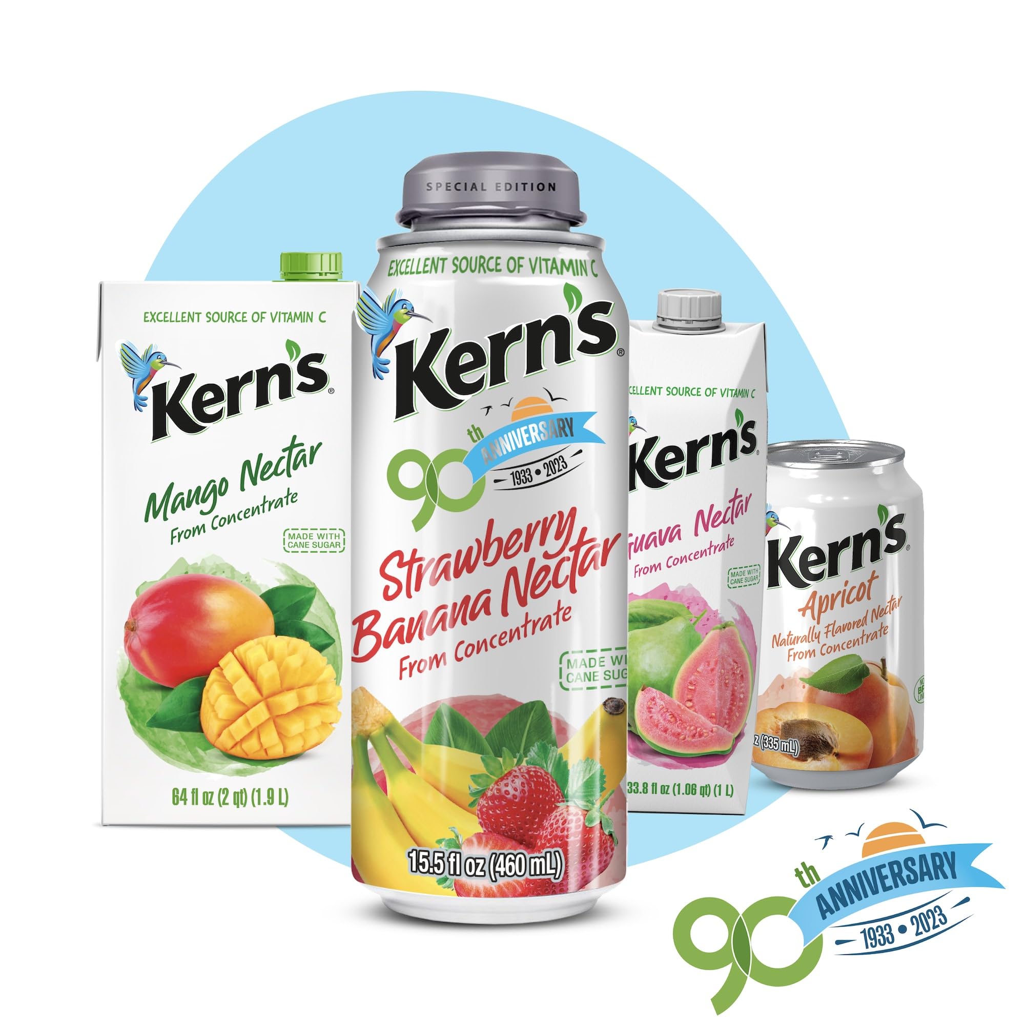 Kern's Tropical Fruit Nectar Juice Variety Pack - 12 Cans of Mango Nectar & Peach Juice (11.5oz Each) | 100% Fruit Puree | Perfect for Smoothies, Cocktails, Kids Drinks & Party Beverages | Refreshing Tropical Flavor for Summer BBQs, Pool Parties & Family Gatherings