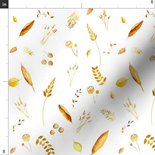 Gold Autumn Fall Rustic Printed Satin Fabric by The Yard - Spoonflower Fabric for Sewing, Lining, Apparel, Fashion, Blankets & Home Decor - Perfect for DIY Projects, Quilting, and Seasonal Crafts